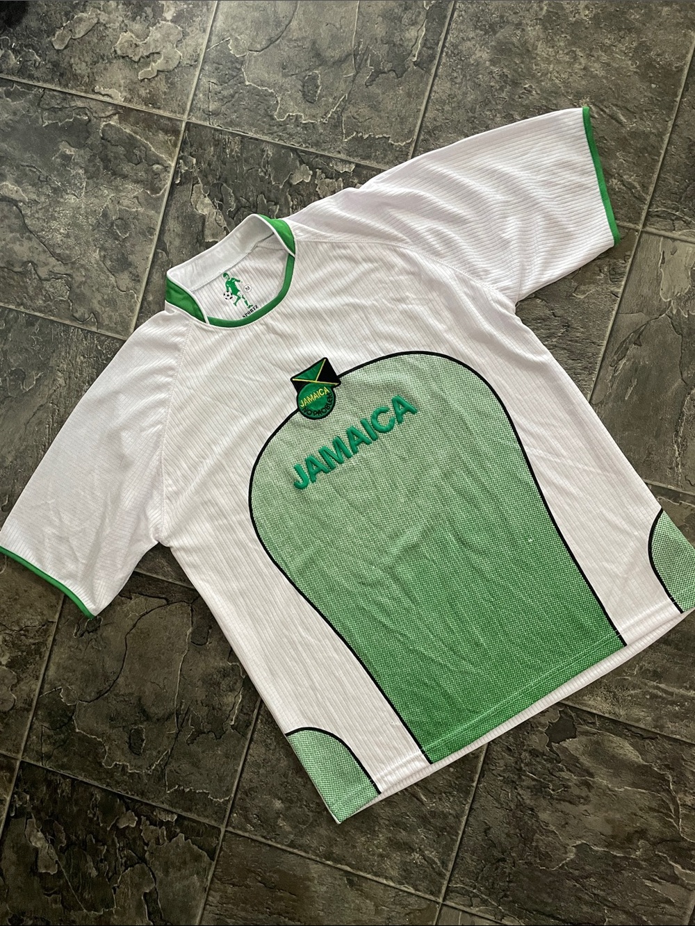 JAMAICA SPORTZ White & Green Sporty Athletic Football Soccer Jersey